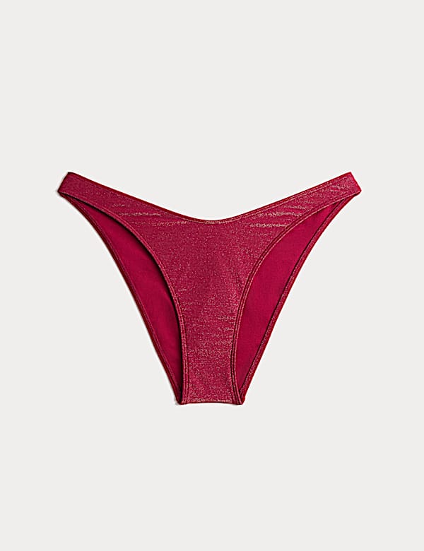 ביקיני חלק תחתון בגזרה גבוהה מבד נוצץ - IL