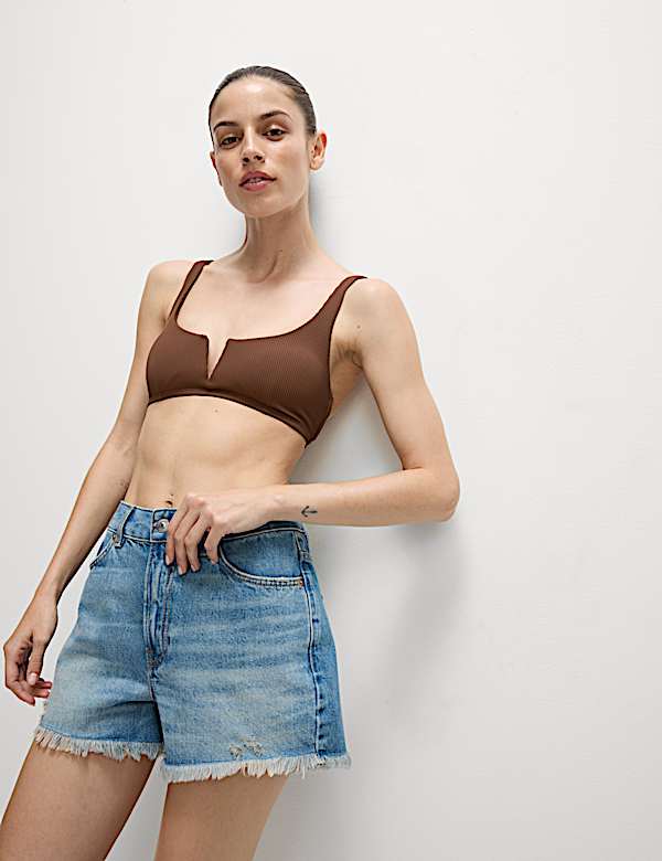 Ribbed V-Front Bikini Top - JP