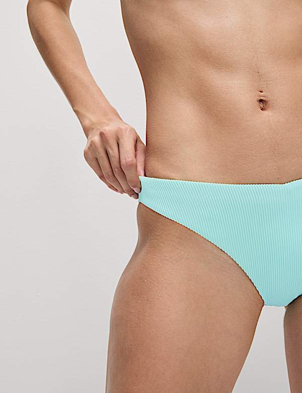 Ribbed High Leg Bikini Bottoms - AL