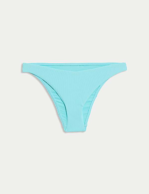 Ribbed High Leg Bikini Bottoms - AL