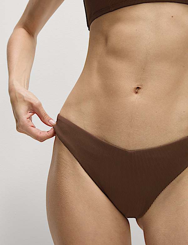 Ribbed High Leg Bikini Bottoms - ID
