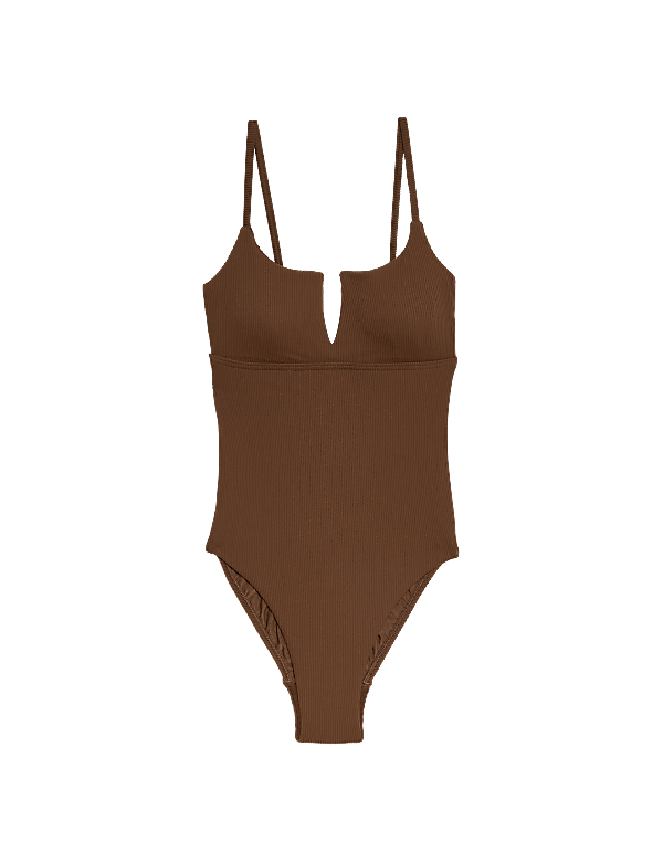 360 Tummy Control Ribbed V-Front Swimsuit