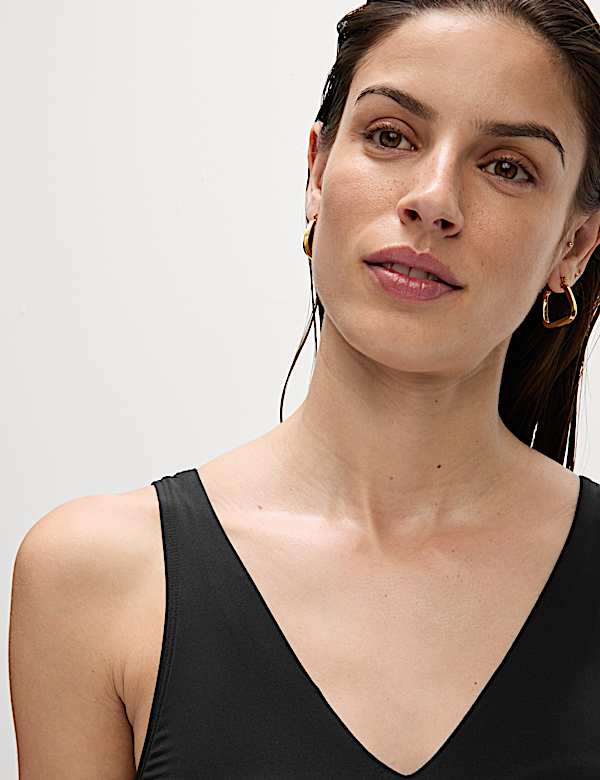 Padded V-Neck Swim Dress