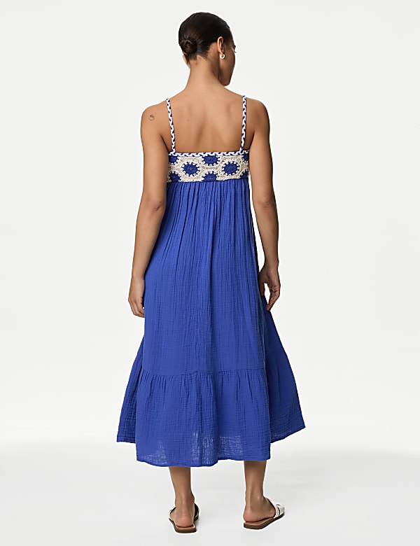 Pure Cotton Square Neck Midaxi Beach Dress