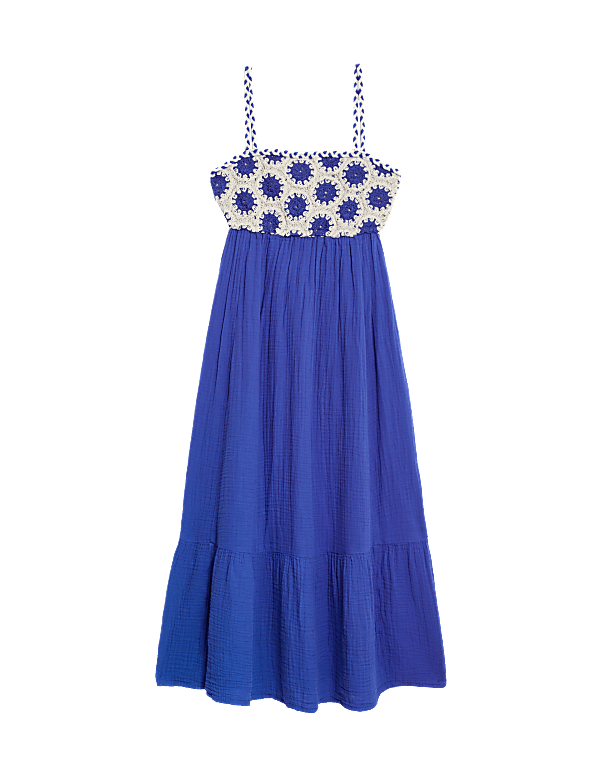 Pure Cotton Square Neck Midaxi Beach Dress