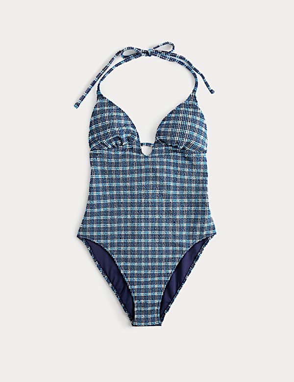 Textured Halter Neck Swimsuit - SE