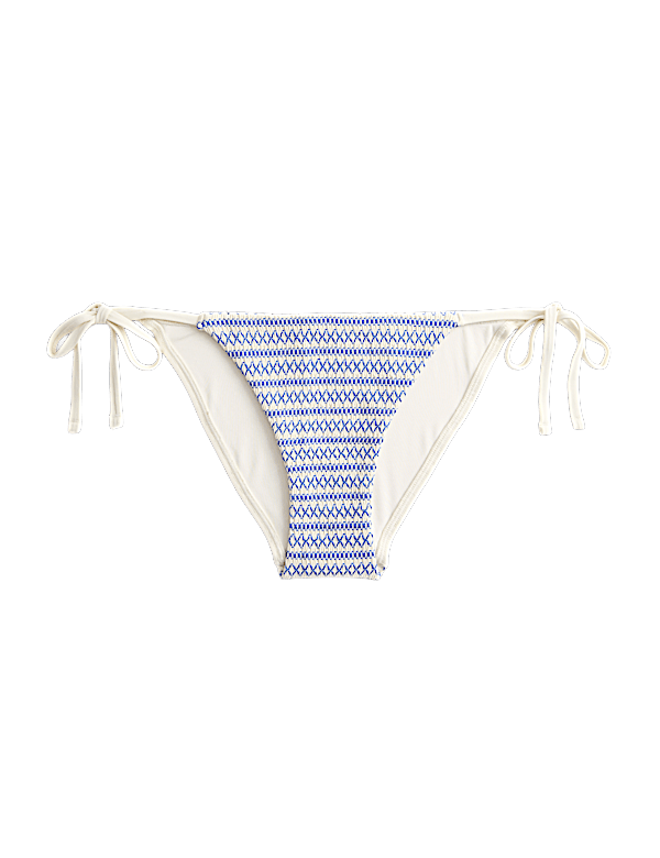 Smocked Tie Side Triangle Bikini Bottoms