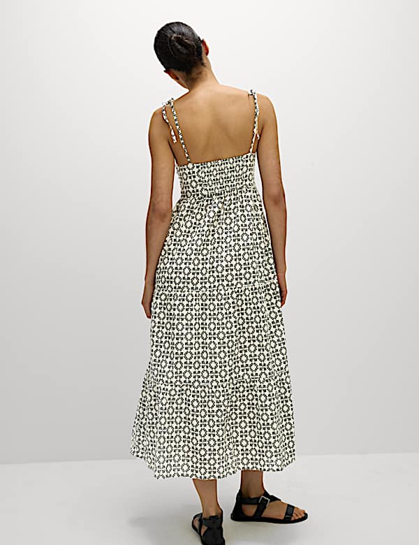 Pure Cotton Printed V-Neck Midaxi Beach Dress
