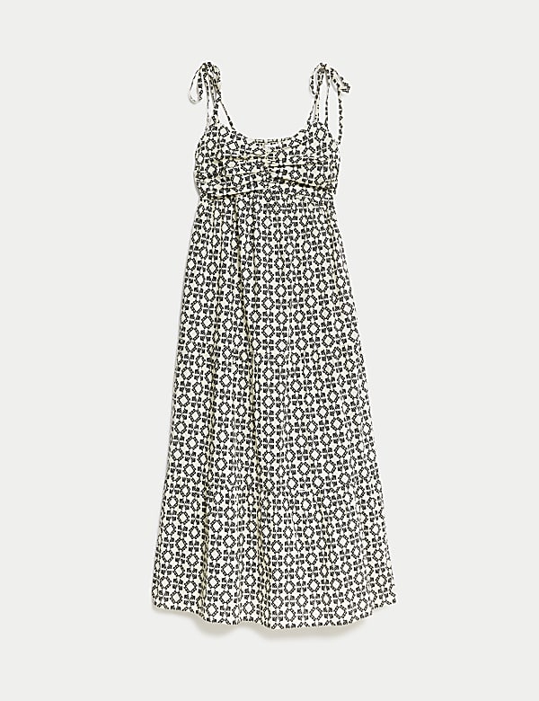 Pure Cotton Printed V-Neck Midaxi Beach Dress - JO