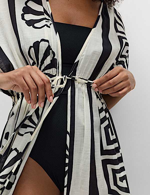 Pure Cotton Shell Print Maxi Kaftan