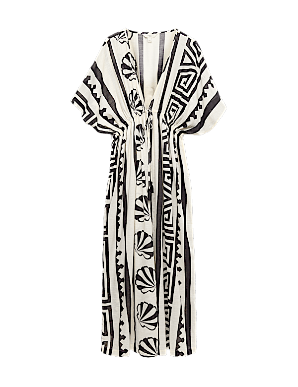 Pure Cotton Shell Print Maxi Kaftan
