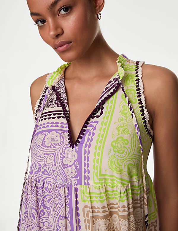 Pure Cotton Printed Midaxi Beach Dress