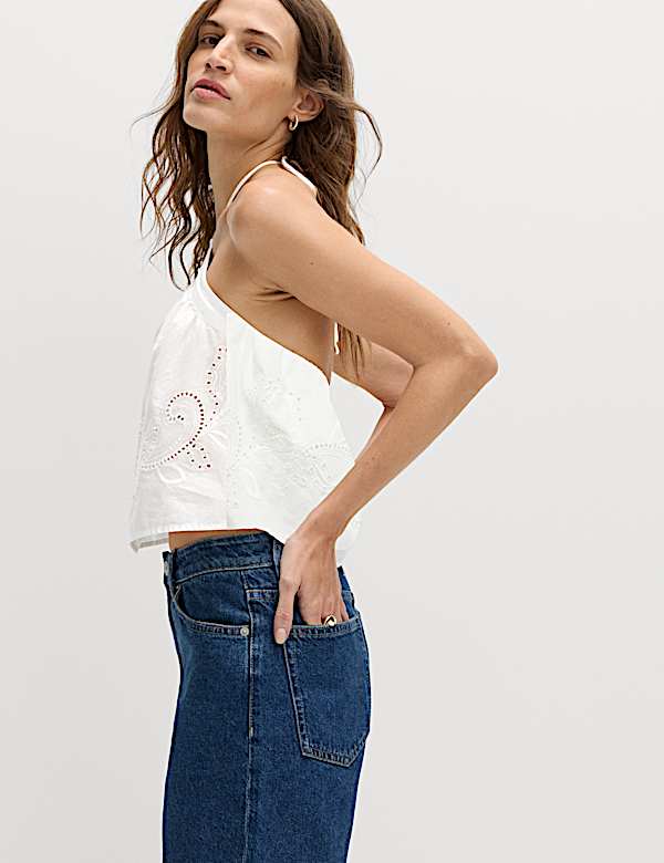 Pure Cotton Placement Cutwork Beach Top