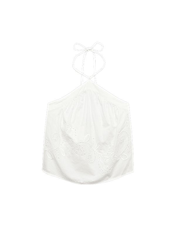 Pure Cotton Placement Cutwork Beach Top