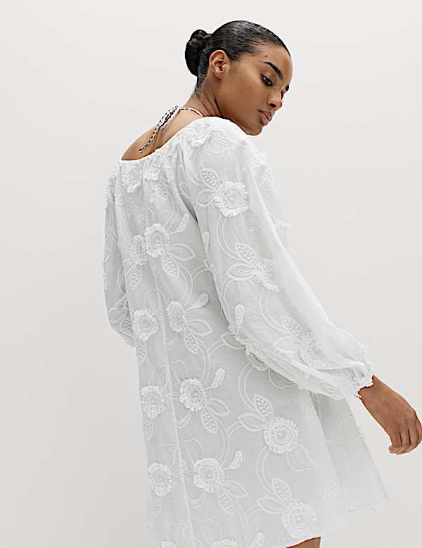 Strukturiertes Midi-Strandkleid aus reiner Baumwolle - DE