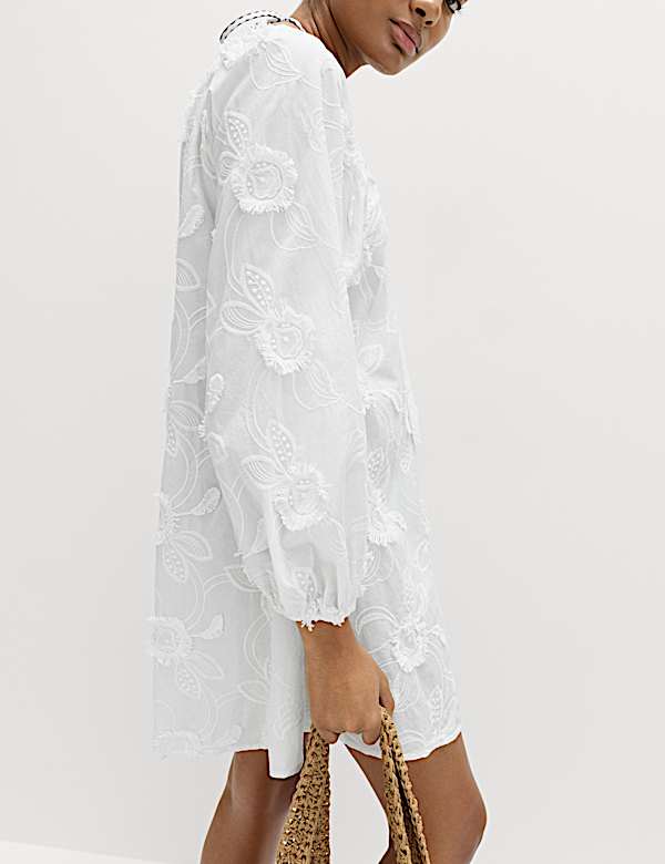 Strukturiertes Midi-Strandkleid aus reiner Baumwolle - DE