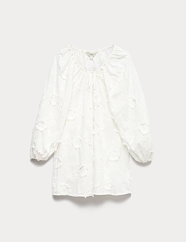 Strukturiertes Midi-Strandkleid aus reiner Baumwolle - DE