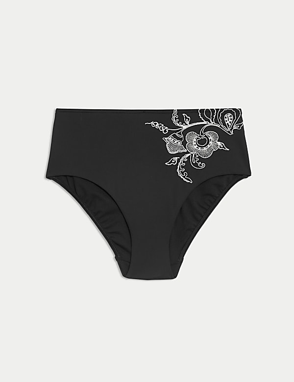 Hoch geschnittene Bikinihose mit Stickerei - DE