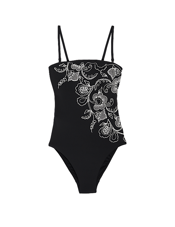 Embroidered Bandeau Swimsuit