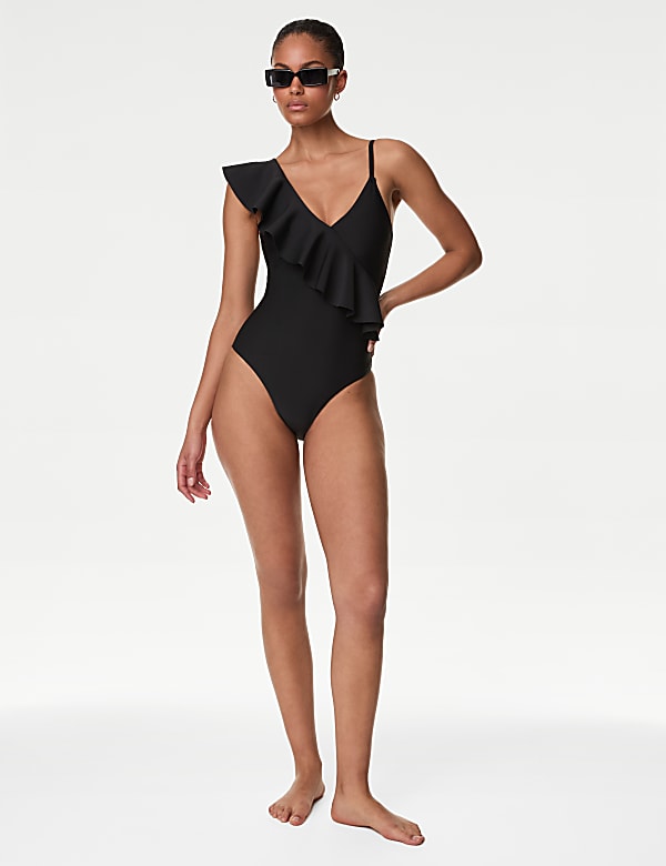 Neoprene Padded Frill Plunge Swimsuit - AU