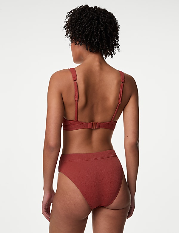 Textured Padded Plunge V-Neck Bikini Top