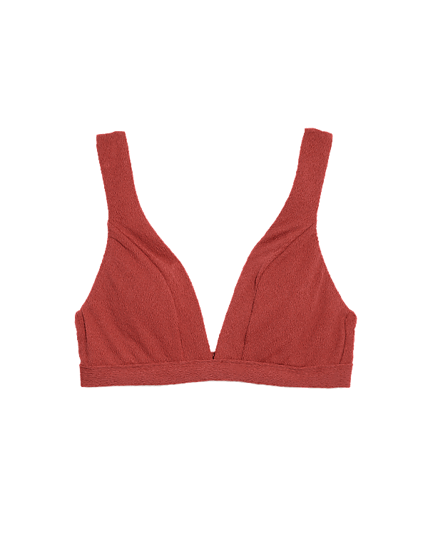 Textured Padded Plunge V-Neck Bikini Top