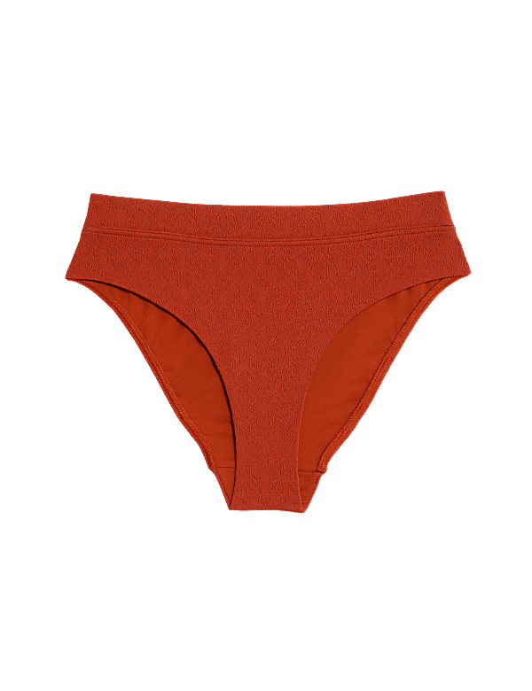 Textured High Waisted High Leg Bikini Bottoms