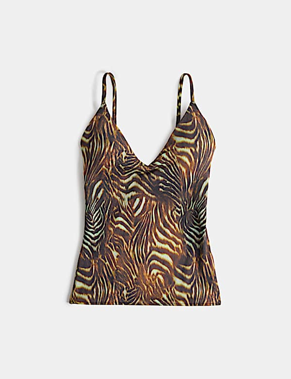 Parte de arriba de tankini estampado escotado con sujeci&oacute;n del vientre - ES