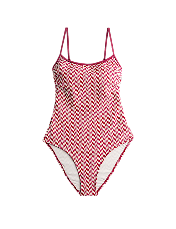 Jacquard Textured Scoop Neck Swimsuit