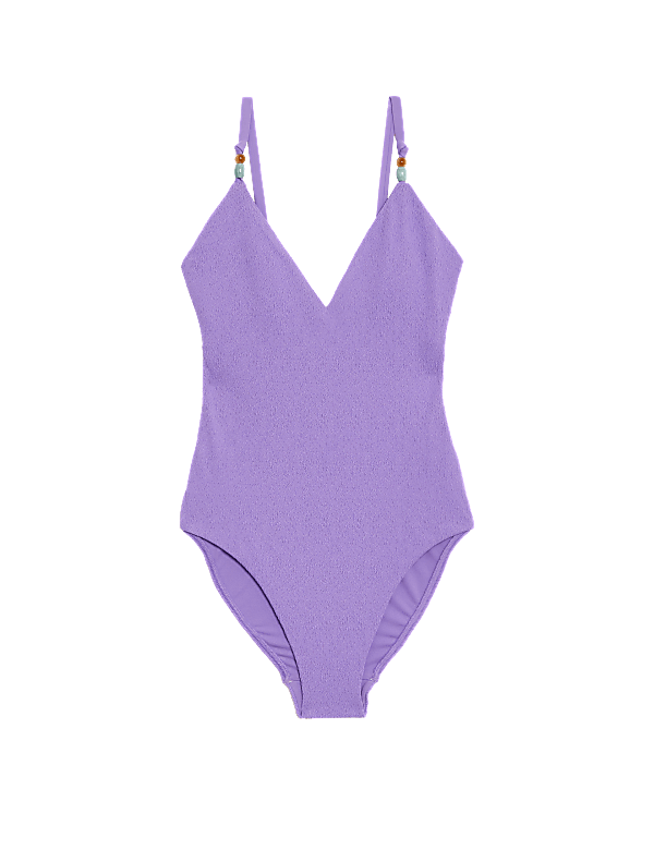 Textured V-Neck Swimsuit