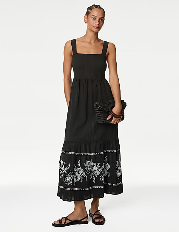 Pure Cotton Embroidered Midaxi Beach Dress