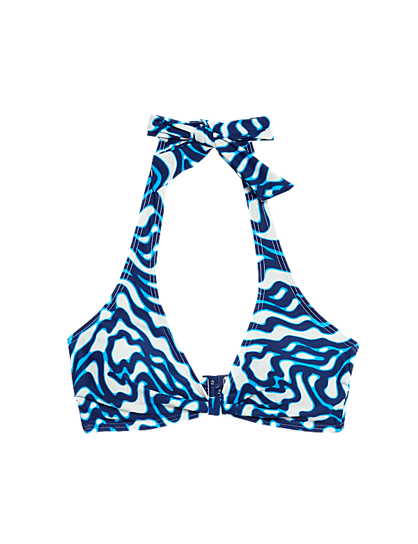 Knot Front Halterneck Plunge Bikini Top