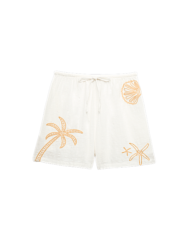 Cotton Rich Embroidered Beach Shorts