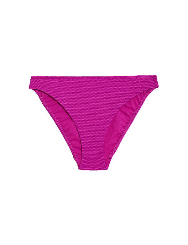 Textured High Leg Bikini Bottoms