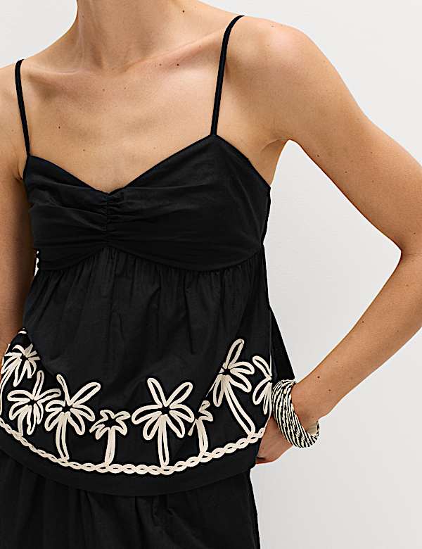 Top de plage caraco 100 % coton brod&eacute; - CH