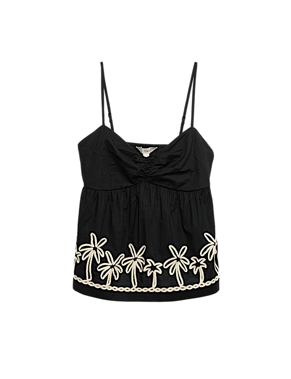 Pure Cotton Embroidered Cami Beach Top