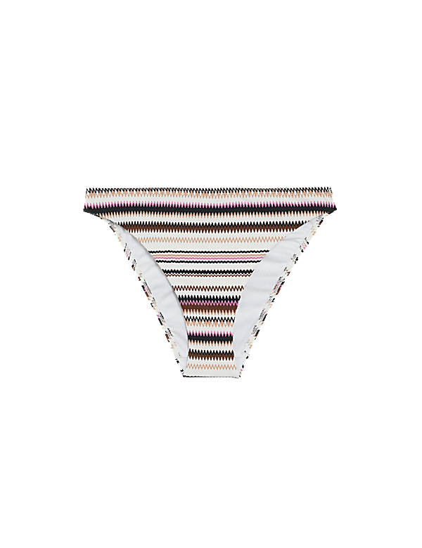 Printed Textured High Leg Bikini Bottoms