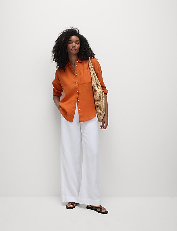 Pure Linen Oversized Girlfriend Style Shirt
