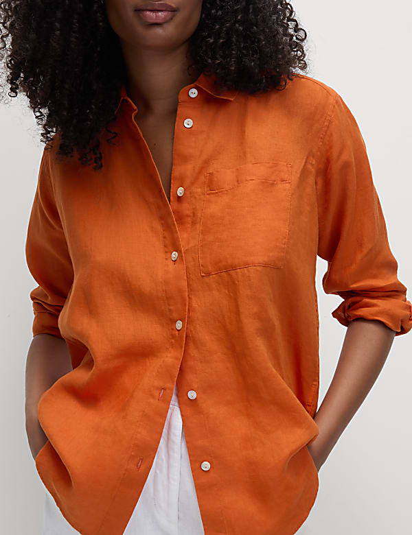 Pure Linen Oversized Girlfriend Style Shirt