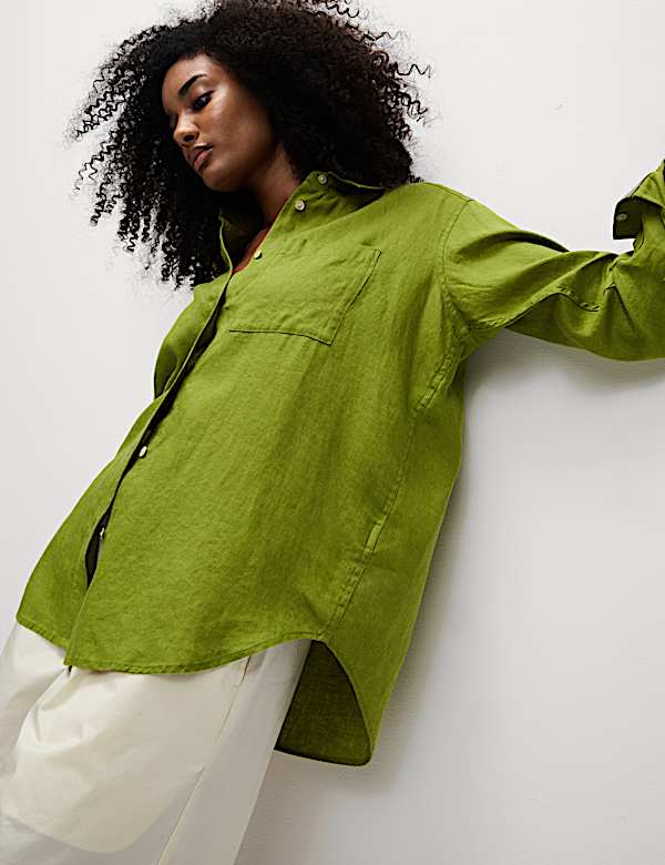 Pure Linen Oversized Girlfriend Style Shirt