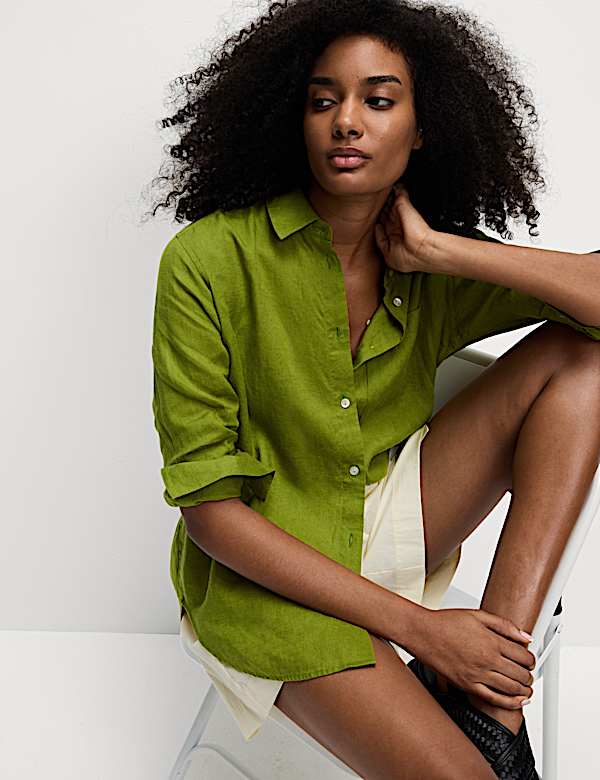 Pure Linen Oversized Girlfriend Style Shirt