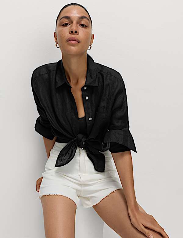 Pure Linen Oversized Girlfriend Style Shirt