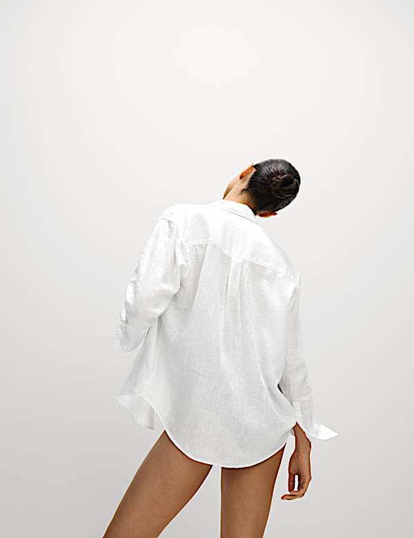 Pure Linen Oversized Girlfriend Style Shirt