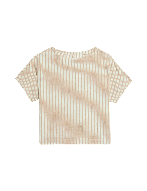 Pure Linen Striped Relaxed T-Shirt