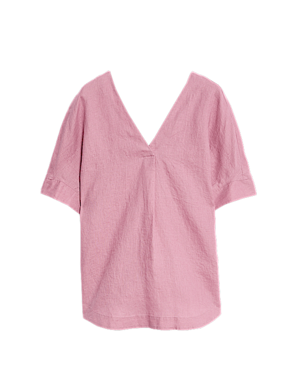 Pure Linen V-Neck Relaxed Popover Blouse