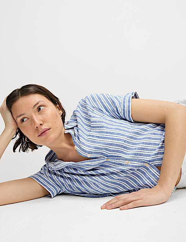 Linen Rich Striped Relaxed Shirt