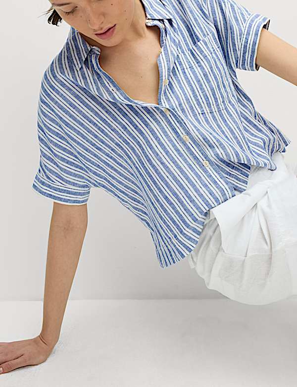 Linen Rich Striped Relaxed Shirt
