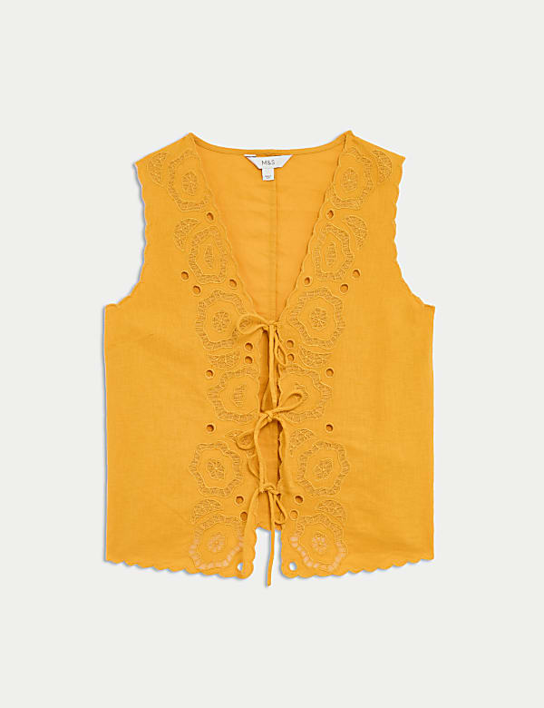 Linen Rich Cutwork Detail Top - EE