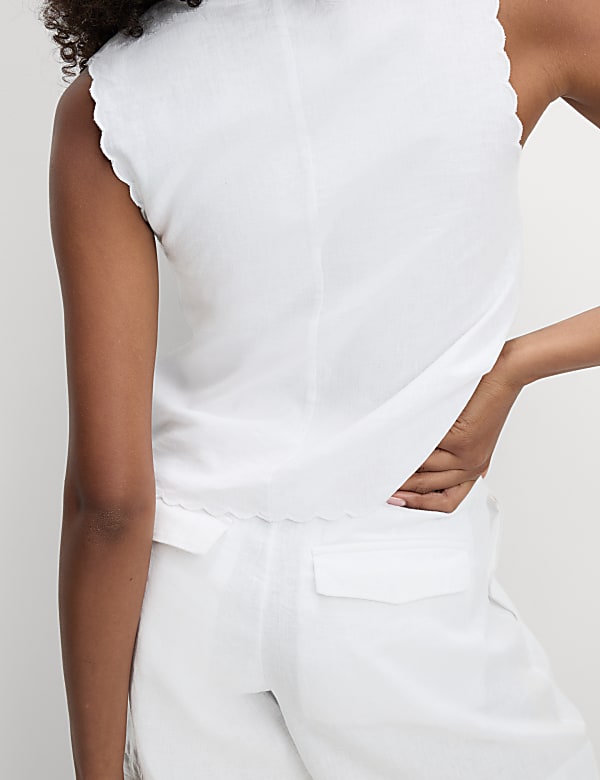 Linen Rich Cutwork Detail Top