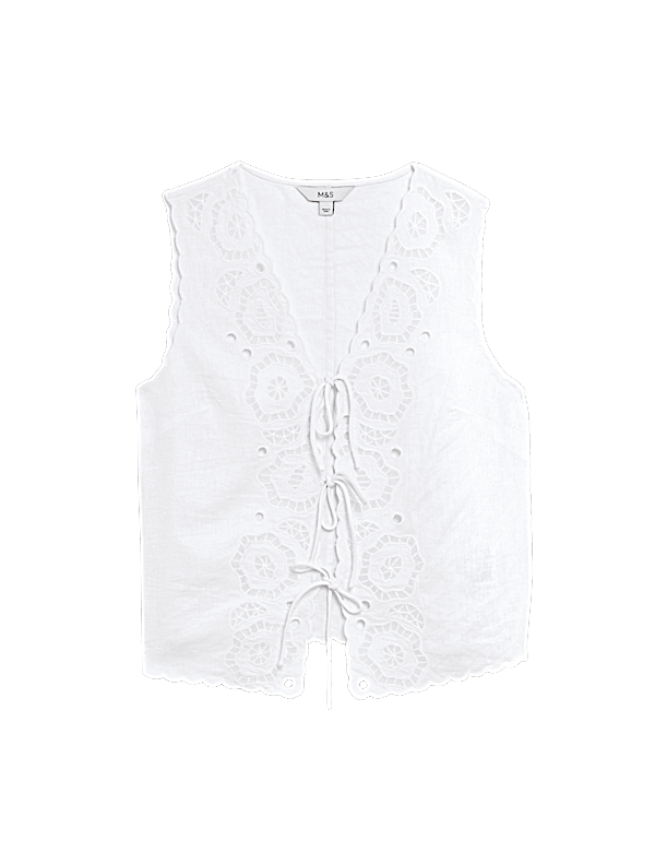 Linen Rich Cutwork Detail Top